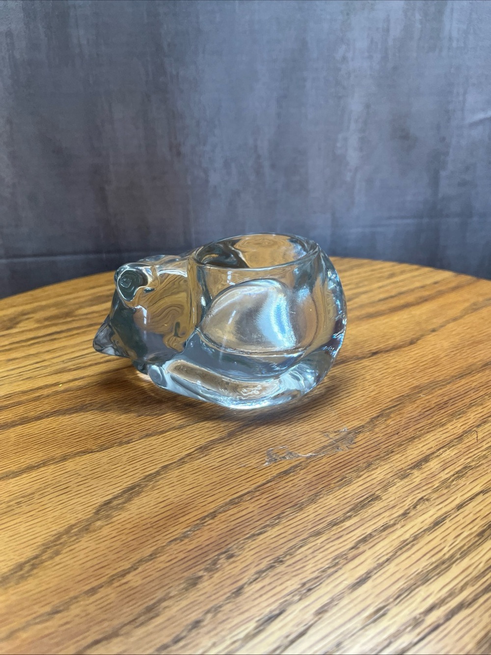 Clear glass cat candle holder